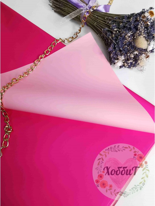 Пленка для цветов матовая двухсторонняя 56*56см (розовый/ярко-розовый), 3листа